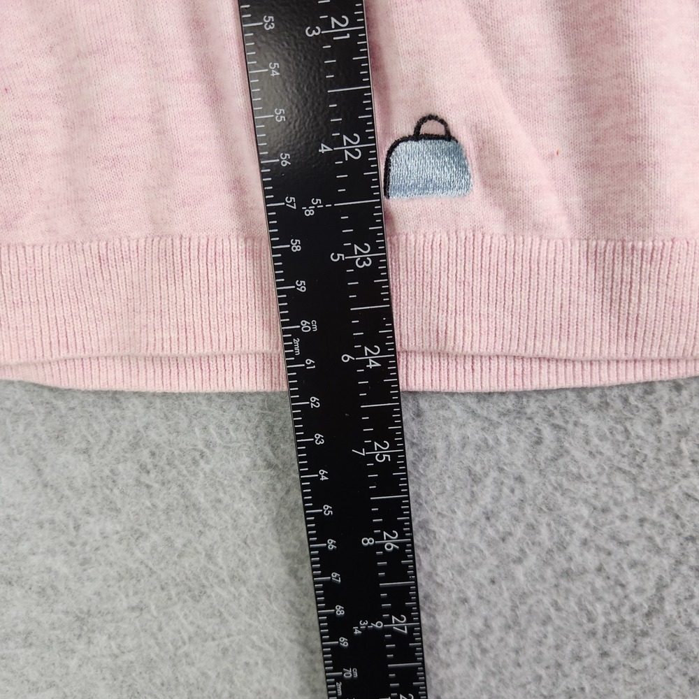 Talbots Sweater Women 1X Pink Paris Embroidered Pullover 3/4 Sleeve Cotton Blend - Picture 5 of 8